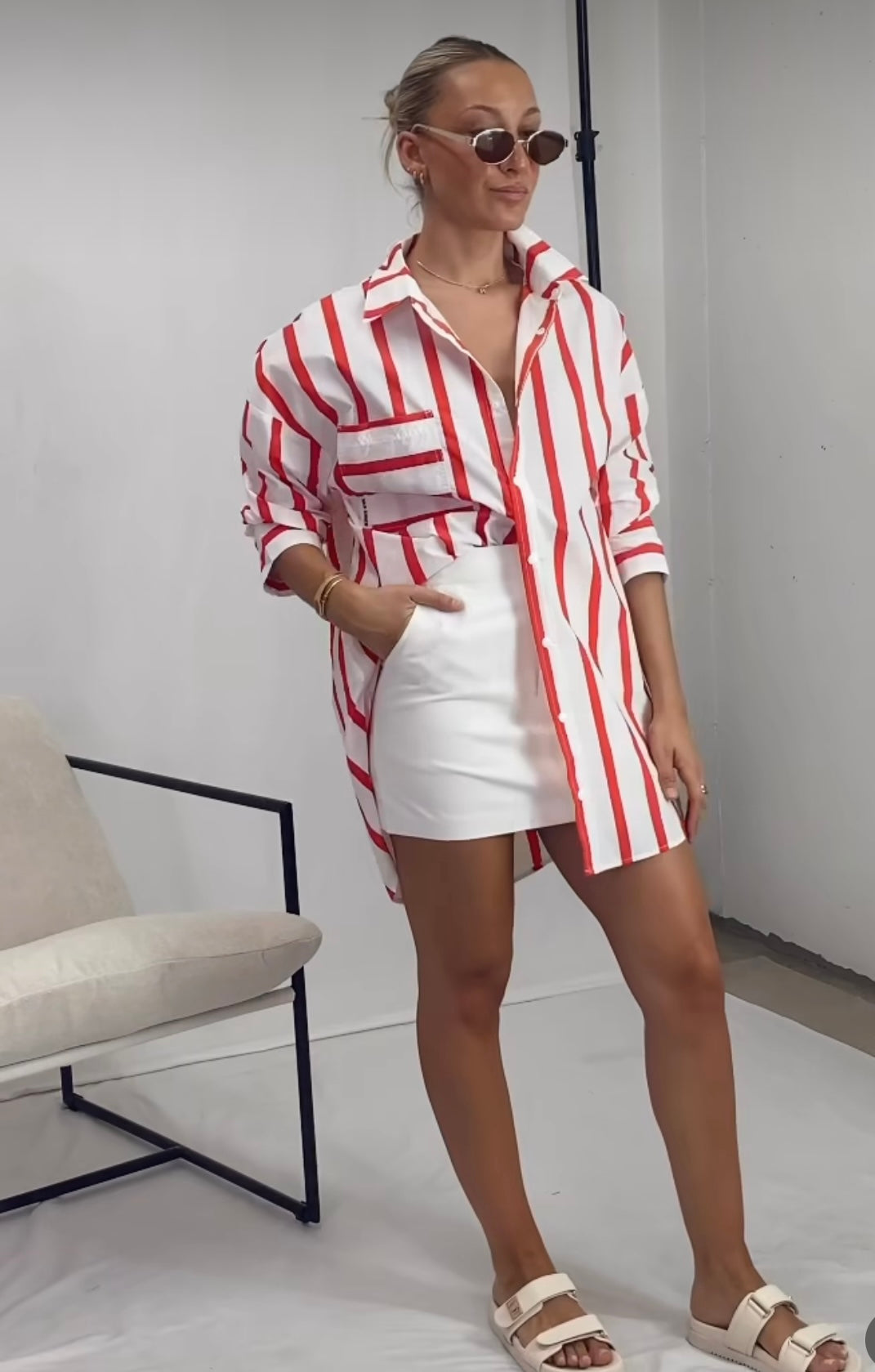 Red Stripe UPF50+ Sun Shirt